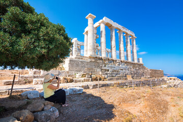 Fototapete - The ancient Temple of Poseidon at Sounion, Attica, Greece