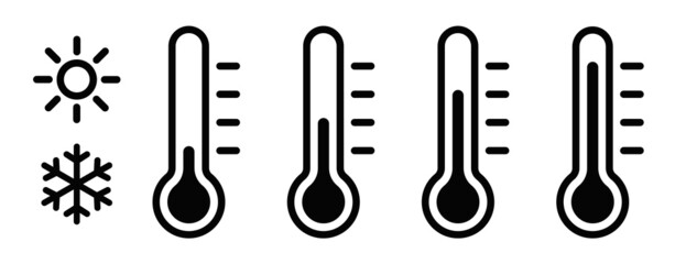 Temperature symbol set. Temperature icons vector set . Thermometer icons isolated.