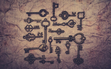 Wall Mural - Skeleton Keys On Rough Paper