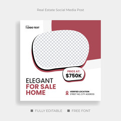 Wall Mural - Modern Real estate social media post, home sale, Real estate home sale social media post, Facebook, Instagram post, banner design template, elegant, House Sale Social Media, Social Media Promotion