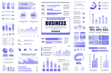 Poster - Bundle business and finance infographic UI, UX, KIT elements. Different charts, diagrams, workflow, flowchart, timeline, schemes, graphs design template. Vector info graphic and infographics set.