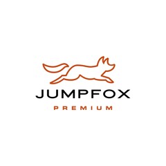 Canvas Print - jumping fox quick brown line outline monoline logo vector icon illustration