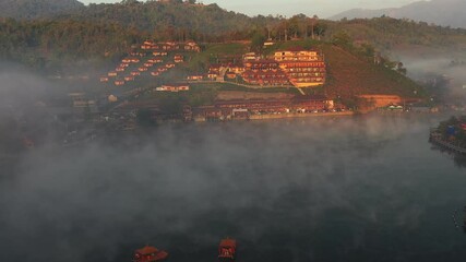 Wall Mural - footage of beautiful scenery of ban rak thai village is the famous tourist attraction in winter in m