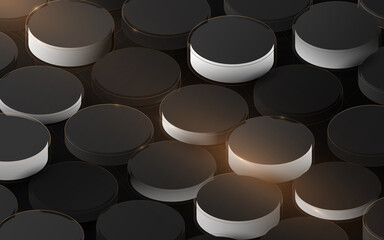 Aufkleber - Abstract 3d luxury cylinder structure pattern. Elegant gold, black and white geometric background. Vector illustration