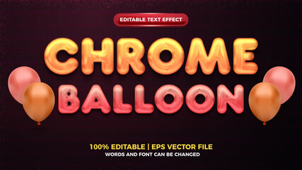 chrome balloon 3d bold editable text effect