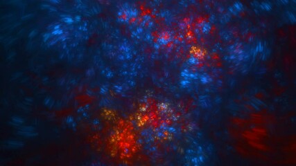 Wall Mural - Abstract colorful blue and red fractal background on black color. Swirl dynamic flowing, psychedelic pattern.