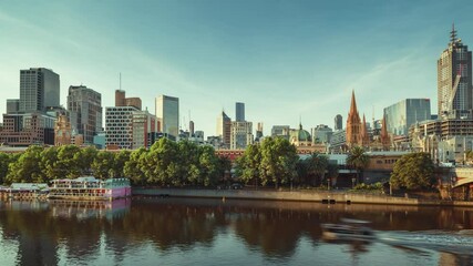 Wall Mural - hyperlapse of sunset, Yarra River, Melbourne, Victoria, Australia