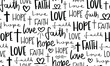 Religious words faith hope love seamless pattern design