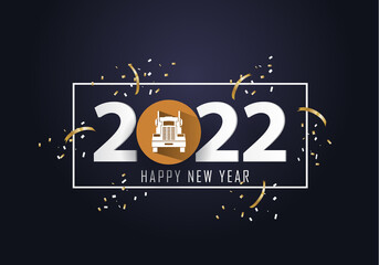 happy new year 2022. 2022 with truck icon
