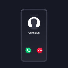 Unknown Caller, Scam Phone Call, Vector Interface Design