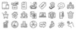 © blankstock - Set of Business icons, such as Sale ticket, Car service, Mobile devices icons. Couple love, 48 hours, Online statistics signs. Passport document, Cashback, Work home. Business portfolio. Vector
