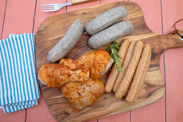 Poster - assorted barbecue meats on cutting board