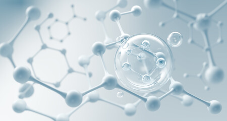 Wall Mural - Molecule inside Liquid Bubble, Cosmetic Essence