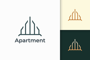 Wall Mural - Building or apartment logo in simple line shape for real estate and mortgage