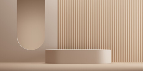 Wall Mural - minimal abstract geometric podium brown background for product presentation. 3d rendering illustrati