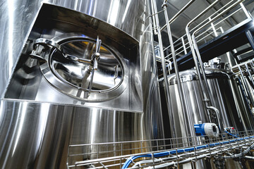 Wall Mural - Craft beer brewing equipment in privat brewery