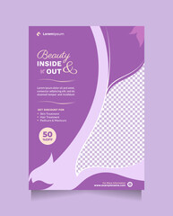 Wall Mural - beauty care service concept flyer and brochure template with a4 size. creative promotion design conc