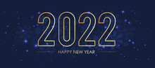 A Postcard For The Year 2022. On A Dark Background With Sequins And Snowflakes. Horizontal Vector Banner