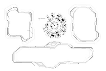 Leinwandbilder - HUD Futuristic Interface Screen Design Element. Blank Infographic Technology Virtual Reality View Display Object Vector