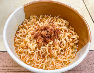 bowl of indonesia instant noodle.