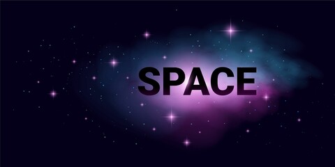 Wall Mural - vector beautiful space horizontal illustration of blue and purpl