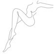 Vector one line art illustration of a silhouette beautiful woman legs on white background, Lineart girl poster