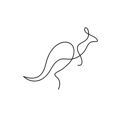 Vector isolated one line kangaroo single line drawing. Kangaroo graphic symbol icon logotype symbol