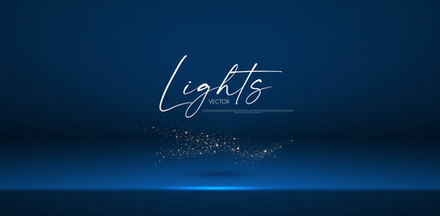 Wall Mural - shining spotlights and empty scene. glittering abstract background.