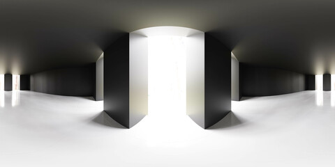 Wall Mural - dark empty abstract hall studio full 360 degree envitonment map panorama 3d render illustration hdri hdr vr