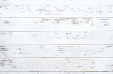White Painted Chipped Wood Texture With Flat Wooden Boards Background