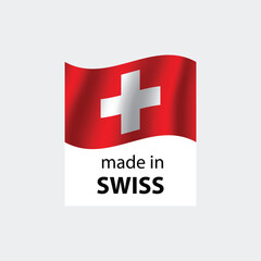 Wall Mural - made in Swiss vector stamp. badge with Swiss flag	