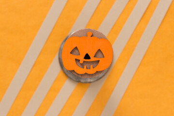 Poster - halloween jack o lantern on striped paper background