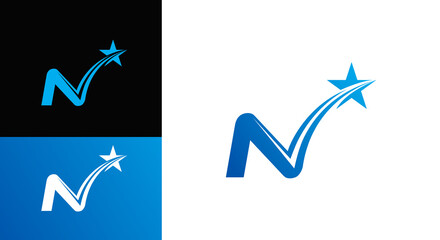 Wall Mural - Flying star letter N logo design vector for business identity.