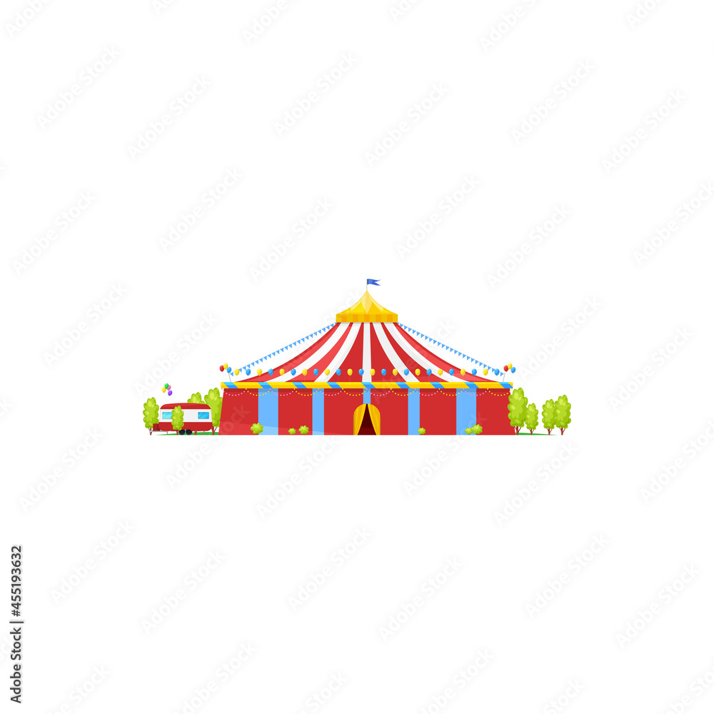 Striped circus tent isolated entertainment building exterior design ...