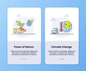 Wall Mural - power of nature and climate change onboarding template for mobile ui app design modern flat style