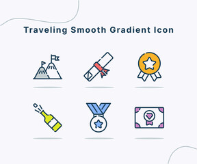 award and medal gradient icon collection white isolated background