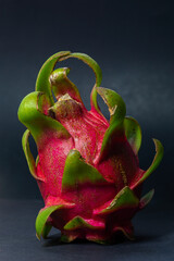 Poster - Closeup shot of a Dragon fruit or pitaya isolated on gray background in the studio