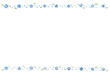 可愛い青い花の水彩イラスト　フレーム　装飾ライン　枠　メッセージカード　コピースペース