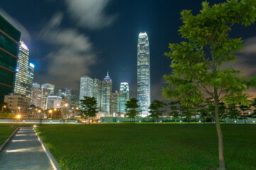 Wall Mural - Skyline of downtown of Hong Kong city at night