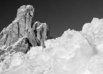 Wall Mural - Snowy Landscape of Dolomites Mountains during Winter