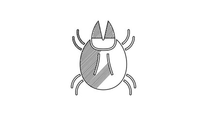 Sticker - Black line Parasite mite icon isolated on white background. 4K Video motion graphic animation