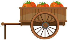 Medieval Wooden Wagon With Pumpkins