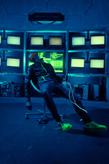 Wall Mural - cyber man has been in virtual reality for too long.