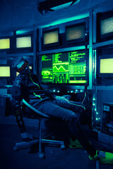 Wall Mural - cyber man has been in virtual reality for too long.