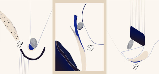 Wall Mural - Set of minimalist abstract aesthetic illustrations. Modern style wall decor. 