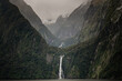 Scenic Stirling Falls in Milford Sound, New Zealand