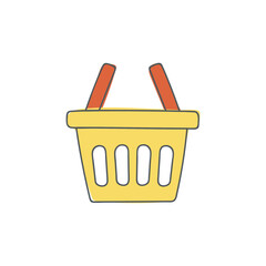 Sticker - ecommerce Basket shopping icon in color icon, isolated on white background 