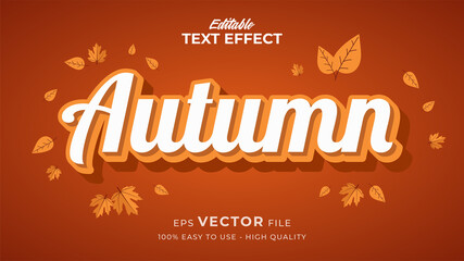 Editable text style effect - autumn text with maple leaves illustration