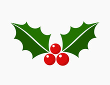 Christmas Holly Berries Icon. Vector Illustration.