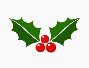 Wall Mural - Christmas holly berries icon. Vector illustration.